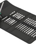 Kraftform Kompakt Turbo 19-Piece Screwdriver Set With Mechanical Turbo Boost, Four Times Faster Driving, displayed on a roll-up pouch
