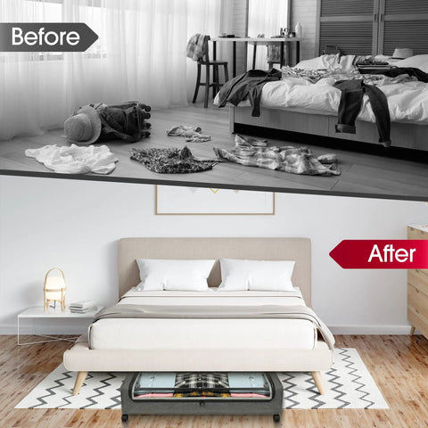 Heavy Duty Under Bed Storage With Wheels Two Pack Smooth Rolling Drawers Keeps The Mess Out Of Sight Saves Serious Floor Space Handles Up To Sixty Six Pounds No Sweat At All