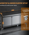 Heavy Duty Three Door Undercounter Freezer With 20.9 Cubic Foot Capacity And Stainless Steel Fan Cooled Worktop dimensions and features.