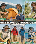 Outdoor enthusiasts wearing 2 Pack Premium Mosquito Head Nets With Drawstring Breathable Ultra Large Bug Net For Head in various activities.