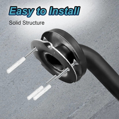 Built Different 24 Inch Matte Black Bathroom Grab Bars Two Pack Wall Mounted Safety Handles with installation details.