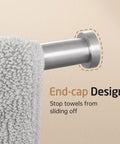 Detail of Extra Long 19.5 Inch Swivel Towel Rack With Four Arms, Swing Out Wall Mount Towel Bar For Bathroom, end-cap design.