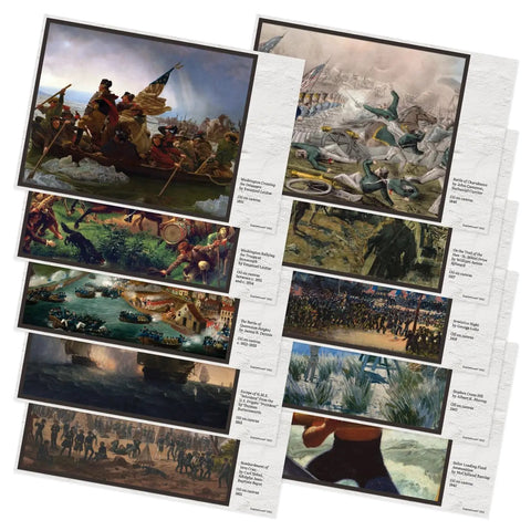 10 Poster Set Of American War Paintings For Social Studies Classrooms And K-12 Teachers, 12 X 18 Inch History Posters, military scenes