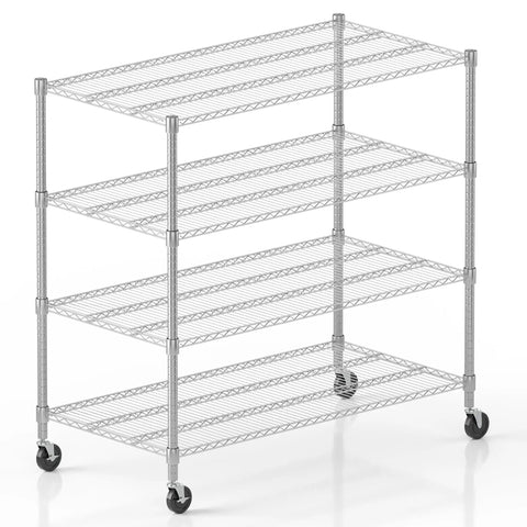 Heavy Duty Metal Shelving 4 Tier Storage Rack With Smooth Rolling Casters For Garage Or Kitchen Adjustable Chrome Wire Rack Total Storage Flex For Serious Home Organization Setup 24 By 48 By 72 Inches