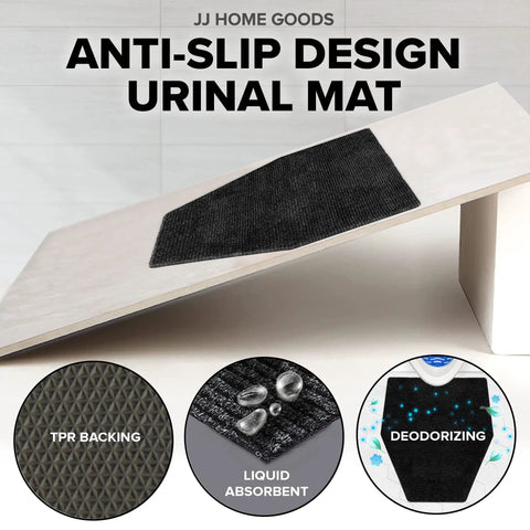 Anti-slip urinal mat with TPR backing and liquid absorbent features, highlighted with deodorizing screen for commercial restrooms