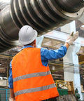 Worker wearing Full Brim Hard Hat With Six Point Ratchet Suspension All Day Comfort OSHA Safety Helmet on industrial site
