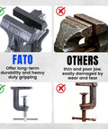Heavy Duty 3 Inch 360 Swivel Clamp On Bench Vise Drops A Knockout 800 Pound Lockdown Grip For Wood And Metal Fabrication Shop Projects And Diy Builds comparison with inferior vises.