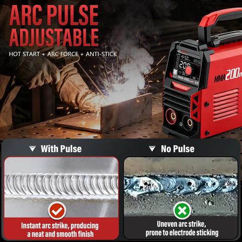 110V Pulse Welder For DIY Pros, 20 To 200A 2 In 1 Stick And TIG in action with clear finish comparison of pulse vs no pulse welding