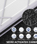 Close-up of Replacement H13 True HEPA Filter for Shark Air Purifier 6 HE601 HE602 with activated carbon and allergen icons