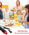Compact 3 Pack Heat Gun Hot Air Tool For Crafting And Epoxy Resin Projects Fast Heating Blower For Vinyl Wrap And Paint Drying Sleek 300W Black Device That Truly Slays Your Most Tricky DIY Jobs used by crafters on a colorful table.