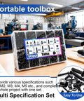 841 Piece M3 Screw Kit With Flat Head Hex Socket Cap Screws 10.9 Grade Alloy Steel Countersunk Bolts And Black Nuts In A Clear Storage Box