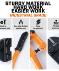 Close-up of 24-Inch Heavy-Duty Bolt Cutter For Cutting Fence, Steel Wire, Chain, Screws, Rivets, And Padlocks with ergonomic handle detail