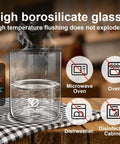 Big Capacity Airtight Coffee Bean Storage Jar With Date Tracker made of borosilicate glass, showing steam and water.