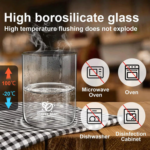 Big Capacity Airtight Coffee Bean Storage Jar With Date Tracker made of borosilicate glass, showing steam and water.
