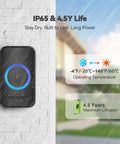 Wireless Doorbell Kit With Two Plug-In Receivers, IP65 Waterproof, 1300ft Range, mounted on wall in rain showcasing durability
