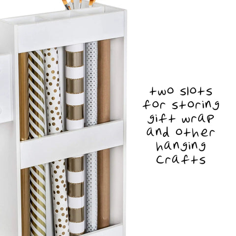 Game Changing Rolling Craft Storage Cart With Three Roomy Drawers And Broad Open Shelves For Bulk Wrapping Paper Ribbon Spools And DIY Gear Featuring Easy Glide Locking Wheels To Keep Your Studio Hustle Neat