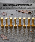 Skateboard Hardware Kit 5X25MM Metal Countersunk Hex Screws gold finish, weatherproof on wet pavement
