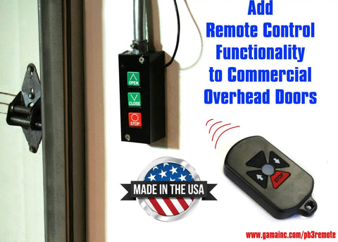 Remote Control System For Commercial Overhead Doors PB3-DRC Replacement With Wireless RF Remotes on wall and handheld unit
