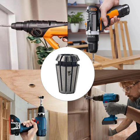 2 Pack ER11 Spring Collet One Quarter Inch High Precision Collet Chuck in use with drills and woodwork projects