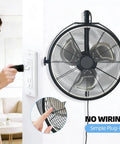 20-Inch Wall Mounted Fan With Lights, 360 Degree Tilt, Remote And App Control, 6 Speed Reversible, 3CCT Dimmable, simple plug-in