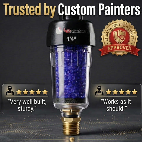 Desiccant Air Dryer System For Pneumatic Tools And HVLP Spray Guns, Removes Oil, Water And Moisture, transparent beads detail.