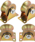Beefy Heavy Duty 2-Inch U-Groove Pulley Wheel Set with Double Ball Bearings, 660 Lbs Load Capacity, Smooth Rolling Steel Cable Pulley for Sliding Gates, Garage Doors, Wire Rope and Industrial Track Systems
