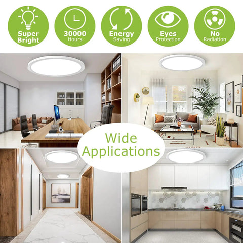 Slim Flush Mount LED Ceiling Light 32W 320W Equivalent Daylight 5000K Modern Flat Panel For Bedroom, Living Room, Office, Eye Friendly, High CRI 80 Plus, Glare Free, Uniform Brightness