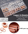 110 Piece Crush Washer Set For Oil Drain Plugs Copper And Aluminum Washers In 5 And 6 Sizes For M10 M12 M14 M16 M18 Engines