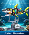 Glow In The Dark Mechanical Shark Building Set With 747 Pieces Realistic Ocean Creature Model Kit Featuring Rotating Jaws And Fins Linkage Function And Display Stand STEM Toy Gift For Kids Teens And Adults, 11.02in