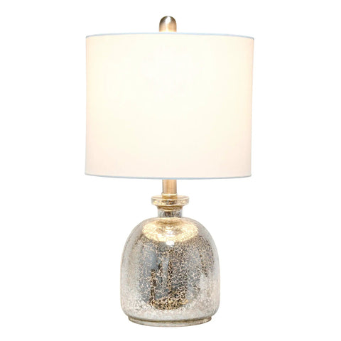 Textured Glass Table Lamp With Clear Blue Dome Base And White Fabric Drum Shade, Easy Rotary Socket Switch, 11 Inch Diameter By 20 Inch Tall, 60W Equivalent Medium Base Bulb Required, Cozy Chic Vibe For Living Room, Pack Of 1