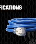 Heavy Duty Welder Extension Cord 50 Amp 250 Volt 50 Foot Power Cable With STW Jacket Molded Ends Lighted Receptacle