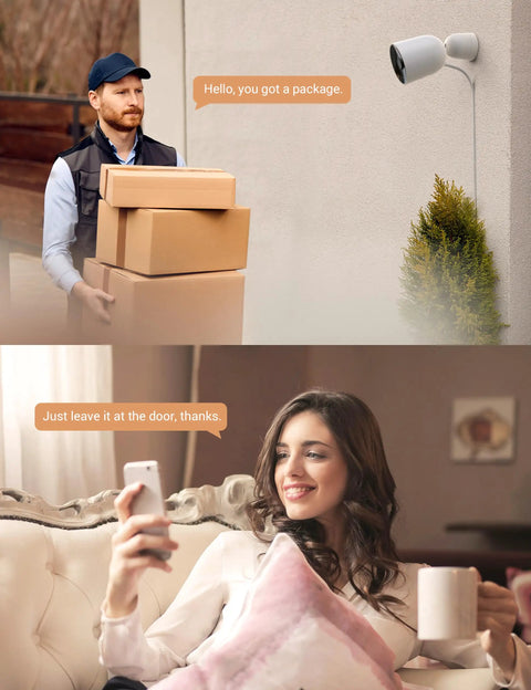 Outdoor Security Camera 1080P For Your Home Weatherproof IP66 with two-way audio monitoring delivery interaction