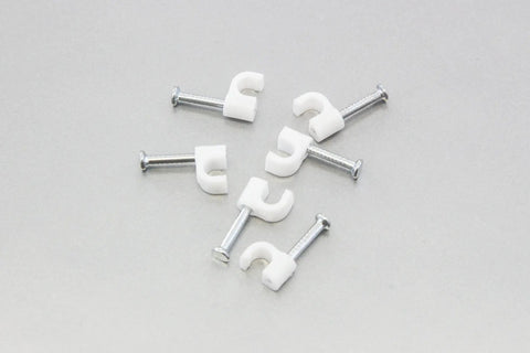 100 Round 5/32 Inch Cable Wire Clips Nail In Coaxial Cable Management Cord Tie Holder Clamps Tacks for Easy Wall Mounting and Secure Cable Runs