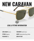 RB3636 Square Frame Non Polarized Sunglasses For Men And Women With Green Lens Includes Official Eyewear Kit displayed against white background