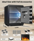 2.0 Cub Safe Box With Backlit Touch Screen Keypad, Dual Alarm System, Mute Function And LED Light, open with accessories shown