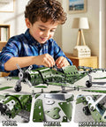 Child assembling Metal Model Airplane Kit For Kids Ages 8 12, STEM Building Toy With 285 Parts And Tools, green aircraft model