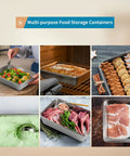 4 Pack Stainless Steel Food Containers With Clear Lids 68oz Each Stackable 9.6 X 7.3 X 2.2 Inch used for diverse foods