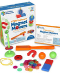 Box and components of Magnet Movers STEM Kit for Kids, including wand, magnetic rings, and balls for hands-on exploration.