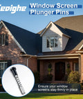 Close-up of Bulletproof Window Screen Plunger Latches With Black Locking Caps, securing window screens tightly.