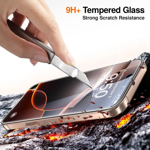 Privacy Screen Protector For iPhone 16 Pro Max, 2 Pack Anti Spy Tempered Glass With 9H Hardness being scratch tested