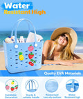 Spacious EVA Rubber Beach Tote Bag For Women Waterproof And Sandproof, with strong handles on beach towel, sunny day