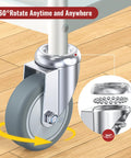 Close-up of 3 inch swivel stem caster wheel with 7/16 inch stem diameter, TPR rubber, showcasing 360° rotation, ideal for heavy duty use.