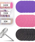Sanding Paper Disc Set With Metal Nail Drill Bit 80 Pieces 25mm Replacement Discs Grits 80 150 240 for Pedicure Tools