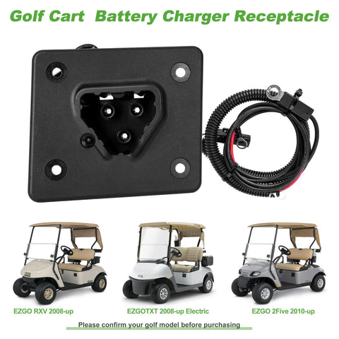 Premium 48V Delta Q Charger Receptacle Socket For Electric Golf Cart Heavy Duty Charging Plug OEM Replacement Part black 3-pin female connector