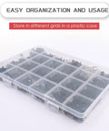 Clear plastic case of Universal RC Screw Kit With 1020 Pieces For Traxxas And Most RC Cars Includes M3 And M4 Screws Nuts Washers