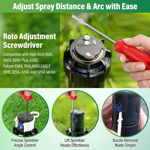 5 Piece Sprinkler Head Tool Kit For Lawn Irrigation DIY Friendly All In One Set Including Pull Up Tool Rotor Adjustment Screwdriver