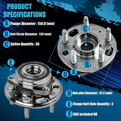 Front Wheel Bearing Hub Assembly Fits Chevy Malibu 2013 to 2015 and Impala 2014 to 2017 Buick Lacrosse Regal image with specifications