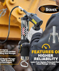 Heavy Duty 6000 PSI Pneumatic Grease Gun With Automatic Operation Quick Release Coupler Continuous Cycle 18 Inch Flex Hose tool in use