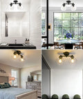 Two Light Globe Glass Ceiling Light Fixtures Semi Flush Mount for living room, bathroom, and bedroom in modern retro style.