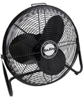 Industrial Grade 20 Inch High Velocity Pivoting Floor Fan For Powerful Air Circulation In Industrial And Commercial Spaces With Powder Coated Steel Construction One Sixth HP Motor OSHA Compliant AMCA Tested Heavy Duty Built To Last, side view.